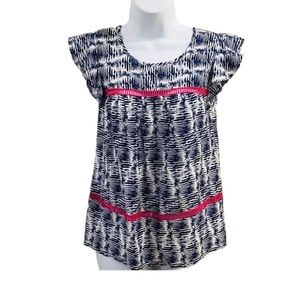 Vineyard Vines Ruffle Cap Sleeve Blouse Blue XXS